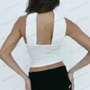 Kvinnors t-shirt cutenova sexig backless korsett halter topp ärmlös sommar korta vilda kläder y2k väst fast tank part kvinnor toppar streetwear t240122