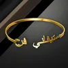 Bangles Personalised Name Arabic Bangel Custom Muslim Bracelet Double Name 18K Gold Plated Couple Bracelets Birthday Gift For Women
