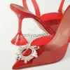 صندل 2022 وصول جديد الياقوت الأزرق مدبب صندل شفاف جديد الخنائي راينستون مثير Baotou High Heels Wedding Shoesj240122