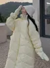 Winter Nieuwe high-end Koreaanse stijl met een knie-lengte modieuze en warme jas met handschoen-stijl katoenen vulling