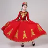 Abbigliamento da palcoscenico Festival per bambini Xinjiang Costume da ballo Vestito da altalena per ragazza Vestito da minoranza uigura Gonna Hmong