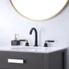 Grifos del fregadero del baño Latón de lujo generalizado 3 agujeros 2 manijas grifo oro negro vanidad cobre agua fría