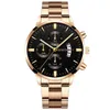 Fashion Men Black en acier inoxydable montre le calendrier de luxe Quartz Wrist Watch Mens Business Watches For Man Clock Relogio Masculino