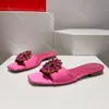 Rene Caovilla Slipper Designer Sandals Slides女性靴サテンひまわりクリスタルモカシンフリップフロップサマービーチカジュアルサンダル最高品質ボックス10A 34-43