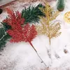Kwiaty dekoracyjne świąteczne złotą sosnę gałęzie sztuczne igły błyszczą