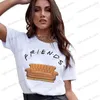 Kadın T-Shirt Plus Boyut Kadın Elbisesi Yeni Harajuku Yaz Moda Sıradan Arkadaşlar TV Baskı Kawaii En İyi Arkadaşlar Gömlek Tişört Kadın Giysileri T240122