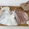 Vestidos de niña Vestido de malla de verano para bebé Bowknot Princesa Cumpleaños Nacido Niños Abrigo para niños Ropa para bebés