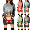 Casual Dresses Women's Christmas 3D Elk Print Versatile Ins Hoodie Santa Claus Harajuku Loose Sexy Y2K Dress