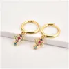 Dangle Shandelier Andywen 925 Sterling sier Gold Colorf Rainbow CZ Love Drop Earring女性ファッションラグジュアリージュエリーヨーロッパのピアシンDhint