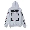 Offs style hoodie siyah ve beyaz tasarımcı erkek moda kapüşonlar parmak izi ow marka kapşonlu sweatshirt büyük boy kadın tasarımcıları whitees qddk