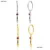 Dangle Shandelier Andywen 925 Sterling sier Gold Colorf Rainbow CZ Love Drop Earring女性ファッションラグジュアリージュエリーヨーロッパのピアシンDhint