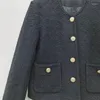 Giacche da donna Fadan M Moda 2024 Cappotto corto dritto elegante con bottoni in tweed lucido francese di inizio autunno