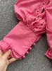 Blusas de mujer Camisas para mujer 2024 Cuello redondo Perla de imitación Abotonada Camisa elegante Top Manga larga Calado Crochet Suelto