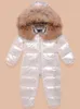 Jackets Russia Winter Kids Jumpsuit Overalls for Boy Children Thick Ski Suit Girl Duck Down Jacket Toddler Baby Snowsuit Coat