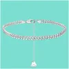 Anklets Böhmen 925 Sterling Sier Kuba -kedjelänk Ankelarmband för kvinnor Fashion Lock Charm Anklet på ben Boho Jewelry Gift Drop Del Otqwx