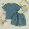 Conjuntos de roupas Ledy Champswiin Baby Boy Girl Summer Outfits Criança Cor Sólida Roupas Bolso Shorts e Top Set