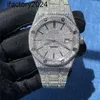 Ap Moissanite Orologio da uomo Automatico Vvs Diamanti argento Superamento test Movimento automatico Argento Cubic Zirconia 5a Numeri romani Glassa Cubic Zirconia con scatola