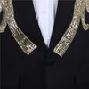 Men's Suits Luxury Gold Floral Sequin Patchwork Suit Jacket Men One Button Slim Fit Blazers Mens Wedding Groom Party Dinner Costumes