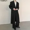 Herenpakken INCERUN Mannen Lange Stijl Blazer Effen Kleur Revers Mouw Knop Casual Streetwear Herfst 2024 Koreaanse Mode Mannelijke jassen