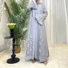 Etnische kleding 2-delige bijpassende set moslimvrouwen open abaya binnenste maxi-jurksets Dubai Kaftan Islamitische kimono Arabische gewaad Jalabiya kaftan