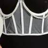 Bältes midjekorsetter för flickor dinglar pärlkedja dekor elastisk korsett sexig bustier f3md