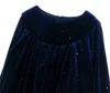 Girl Dresses MY9094 2024 Autumn Winter Girls Princess Elegant Large Lace Skirt Purplish Blue Velvet Dress