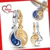 Shine Yin ve Yang Pisce Kolye Boncukları Sterling Fit Charms Sier Mücevher Yapımı İçin Orijinal Bilezik