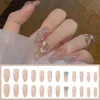 False Nails 24pcs/box Butterfly Rhinestone Nail Art Wearable Detachable Press on Fake Nails Tips with Glue Super Shiny Fashion Finished Nail Q240122