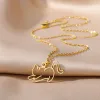 Korean Fashion 14k Yellow Gold Necklace Cute Kitten Necklace Punk Street Trend Jewelry Gifts Wholesale Dropshipping