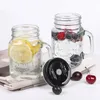 450 ml Mason Jar Mubs z uchwytami Old Fashioned Glass Bottle Juice Drink Woda z okładką Słome Picia Pucharu 240122