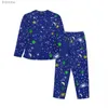 Kadın Uyku Salonu Mavi Güneş Yıldız Ay Sweetwear Sonbahar Özet Galaxy Tasarım Günlük Gevşek Büyük Boy Pijama Setleri Kadın Moda Ev Tasarımı Nightwearl240122