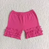 Shorts d'été à volants glacés pour enfants, pantalons courts de couleur unie pour tout-petits, à la mode, avec taille élastique