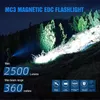 El feneri Trustfire MC3 EDC LED El Feneri 2500 Lümenler Manyetik USB Şarj Edilebilir XHP50 Meşale lambası 21700 5000mAh Pil 240122