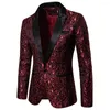 Costumes pour hommes veste hommes Blazer dîner à fleurs Jacquard revers à manches longues robe de soirée Costume de scène S-2XL confortable