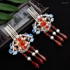 Halsbandörhängen Set Luxury Cloisonne Hair Accessories for Women Chinese Style Hairpin