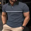 Camisa polo masculina respirável de verão marca emendada camisa polo casual de manga curta camisa de golfe masculina secagem rápida