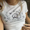 Koszulki damskie dziewczęta n w stylu N Age Cute Angel Print Krótkie rękawki T-shirt żeńskie nakrycia głowy szczupła podstawa okrągła kurtka szyi