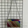 Axelväskor 2023 Kurt G Luxury Clutch Bag Multi Colorful Patchwork Handväska Elegant och elegant middagsväska Metallisk kedja Jointing Purse T240123