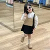 Clothing Sets 2024 Spring Summer Children Girl 3PCS Clothes Set Cotton Shirt Knitted Vest Solid Pleated Skirt Baby Outfit Kids Suits