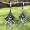 Dangle Earrings Gypsy Hollow Geometric Square Drop For Women Vintage Jewelry Blue Teardrop Crystal Stone Gifts