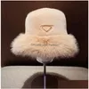 Stingy Brim Hats Winter Fur Bucket Hat For Women 2023 Designer Fashion Thick Warm Ladies Fisherman Caps Ear Warmer Black Pink White Dhusx