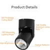 Taklampor Vit svart dimbar roterande LED-lampor ytmonterad justeringskobs AC85-265V 7W 10W 15W 20W lampspotljus