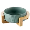 Mangiatoie Cibo per gatti in ceramica Ciotola per acqua con supporto in legno Grano dell'albero Cani di piccola taglia Ciotole per alimenti sopraelevate Bevande per animali domestici Mangia accessori per mangiatoie