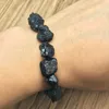 Armband Natural Black Tourmaline Stone Nuggets Chips Pärlor Knutsladdarmband Justerbart