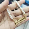 Necklaces Stainless steel Pearl Pendant Letters Necklace Custom Name Necklaces Old English Personalized Name Necklace Woman And Child Gift