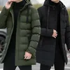 Men's Hoodies Sweatshirts Mid Length Cotton Men's Hooded Cotton 2023 Winter New Down Cotton Long Cotton Winter Coat for Men 3y91