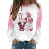 Dameshoodies Valentijnsdag Sweatshirt zonder capuchon met lange mouwen Heldere fleece top Dames joggingoutfits Set Grote jongens hoodie met rits