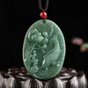 Hängen burmesiska jade karphänge amuletter halsband tillbehör smaragd naturliga talismans charm lyxgröna smycken jadeite