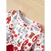 女の子のドレス3〜24ヶ月の女の女の子のクリスマスレッドドレスかわいいクリスマスパターン長袖メッシュドレス+ヘッドバンド幼児の女の子の新年のウェア