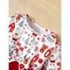 Vestidos para meninas de 3 a 24 meses, vestido vermelho de Natal para meninas, lindo vestido de malha de manga comprida com padrão de Natal + faixa de cabeça para crianças pequenas, roupas de ano novo